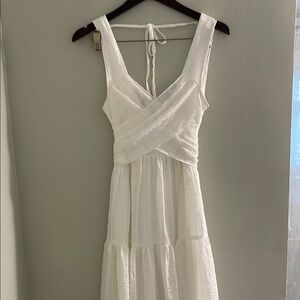 Lulu's White Sleeveless V-Neck Sundress